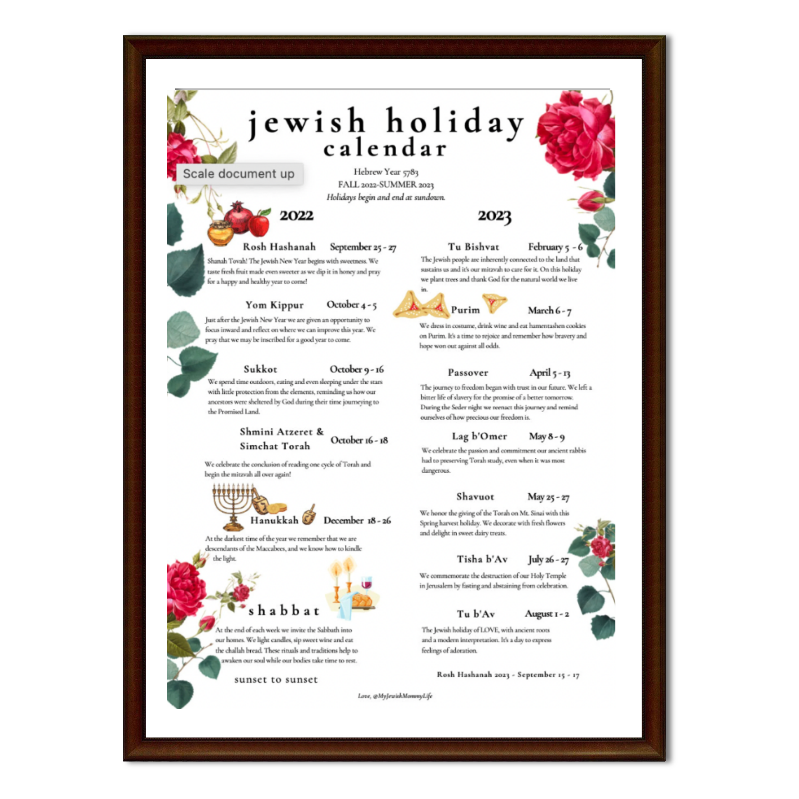 New* Jewish Holiday Calendar For 2022/2023 Hebrew Year 5783 Is Here! – My  Jewish Mommy Life